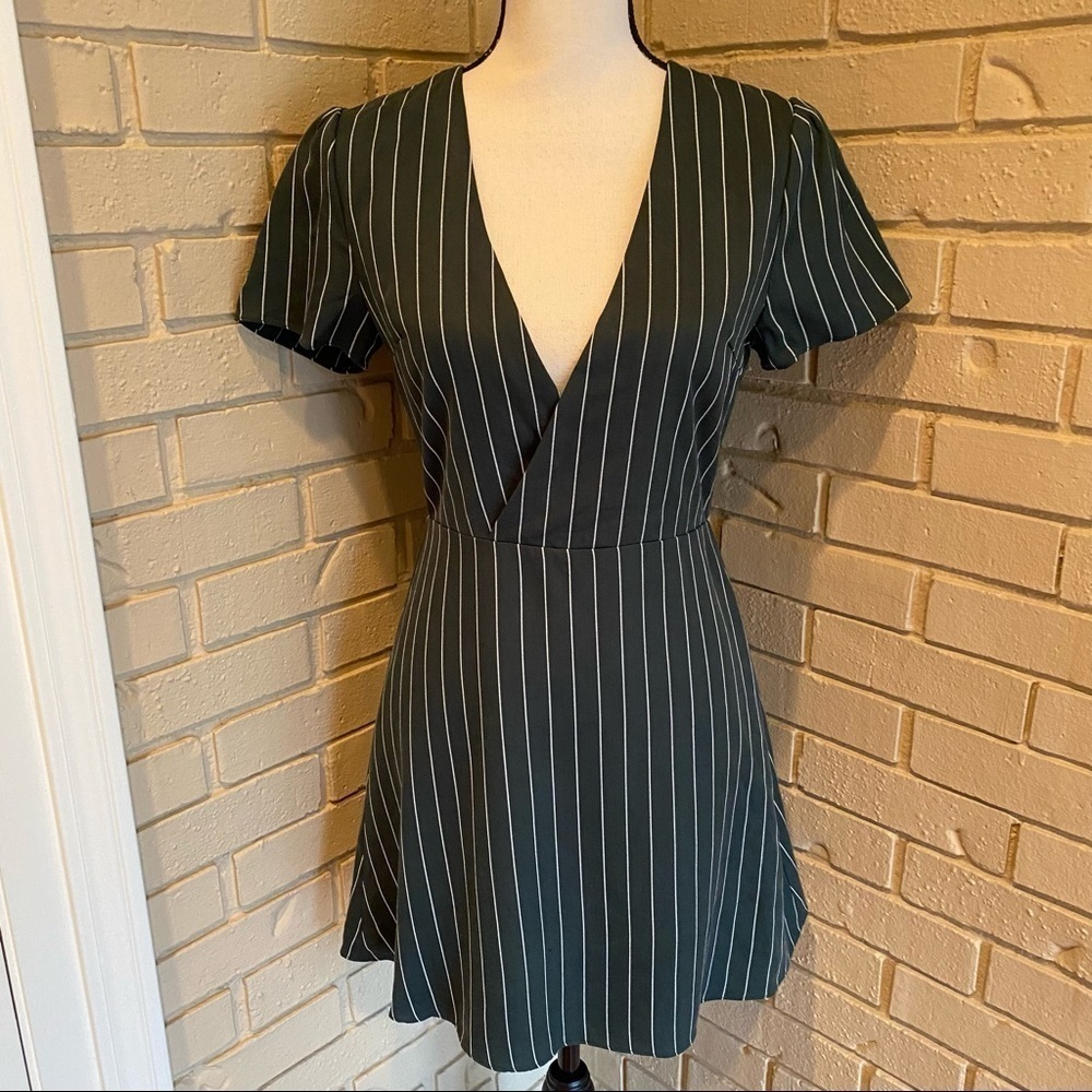 Revolve Privacy Please Hunter Green Striped Mini Dress Women's Size Small